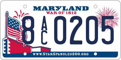 MD license plate 8AC0205