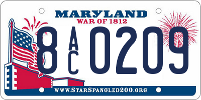 MD license plate 8AC0209