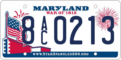 MD license plate 8AC0213