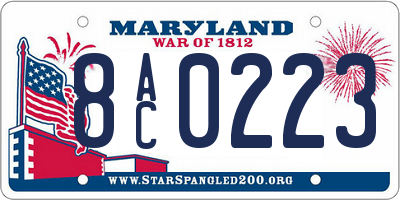 MD license plate 8AC0223