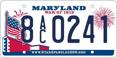MD license plate 8AC0241