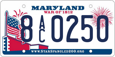 MD license plate 8AC0250
