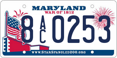 MD license plate 8AC0253