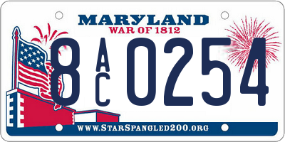 MD license plate 8AC0254