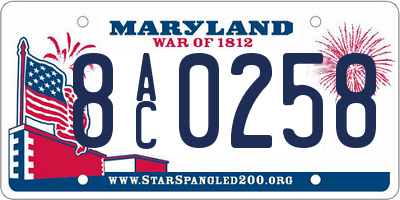 MD license plate 8AC0258