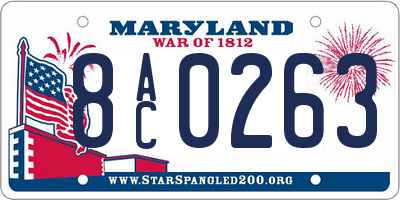 MD license plate 8AC0263