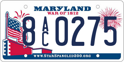 MD license plate 8AC0275