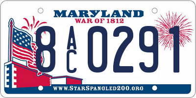 MD license plate 8AC0291