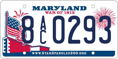 MD license plate 8AC0293