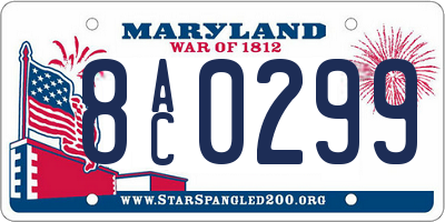 MD license plate 8AC0299
