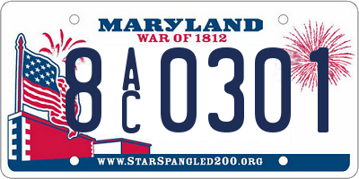 MD license plate 8AC0301