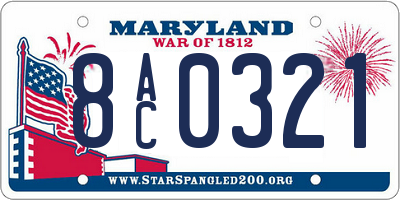 MD license plate 8AC0321