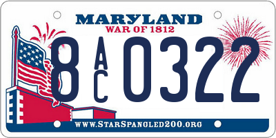MD license plate 8AC0322