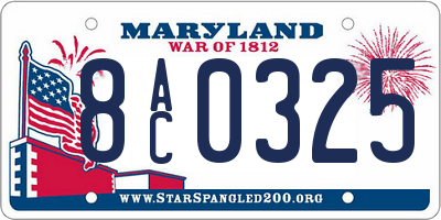 MD license plate 8AC0325