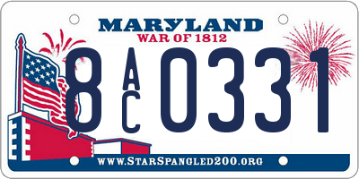 MD license plate 8AC0331