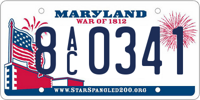 MD license plate 8AC0341