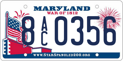 MD license plate 8AC0356