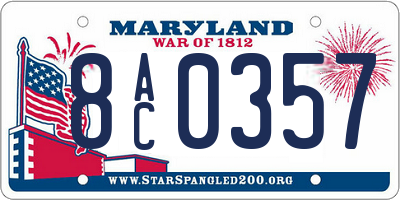 MD license plate 8AC0357