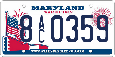 MD license plate 8AC0359