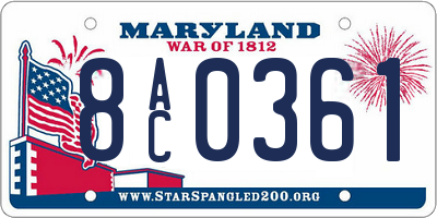 MD license plate 8AC0361