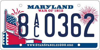 MD license plate 8AC0362