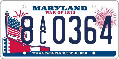 MD license plate 8AC0364