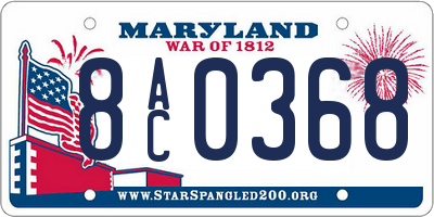 MD license plate 8AC0368