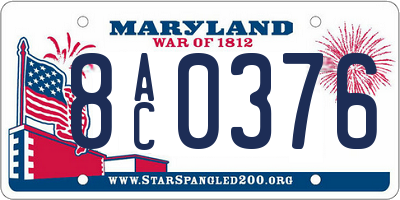 MD license plate 8AC0376