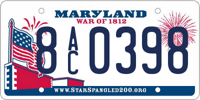MD license plate 8AC0398
