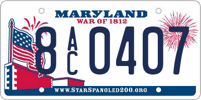 MD license plate 8AC0407