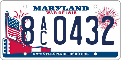 MD license plate 8AC0432