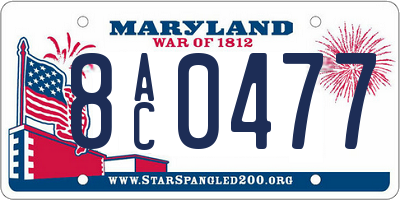 MD license plate 8AC0477