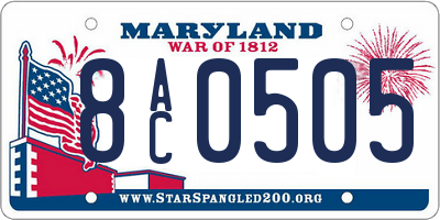 MD license plate 8AC0505