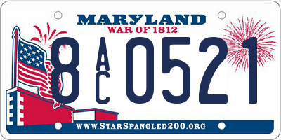 MD license plate 8AC0521