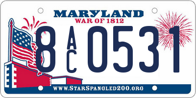 MD license plate 8AC0531