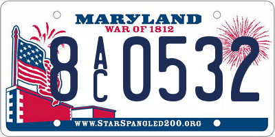 MD license plate 8AC0532