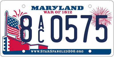 MD license plate 8AC0575