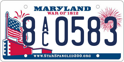 MD license plate 8AC0583
