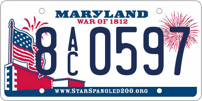 MD license plate 8AC0597