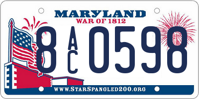 MD license plate 8AC0598
