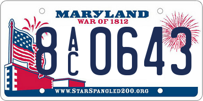 MD license plate 8AC0643