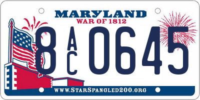 MD license plate 8AC0645