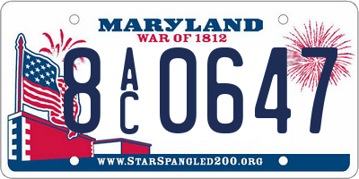 MD license plate 8AC0647