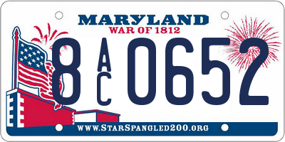 MD license plate 8AC0652