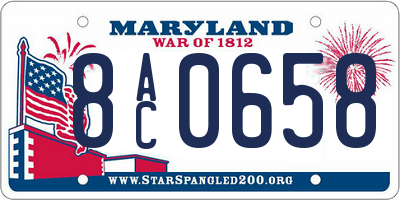 MD license plate 8AC0658