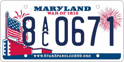 MD license plate 8AC0671