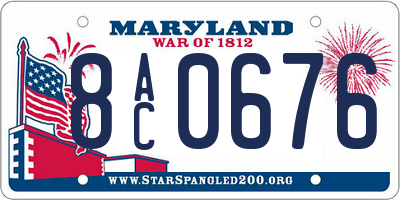 MD license plate 8AC0676
