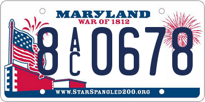 MD license plate 8AC0678