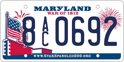MD license plate 8AC0692