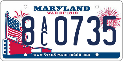 MD license plate 8AC0735